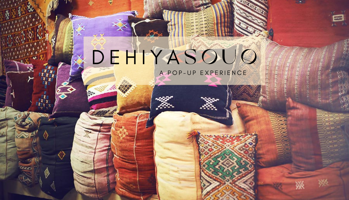 Dehiya Souq a Pop-up Experience, colorful Moroccan pillows