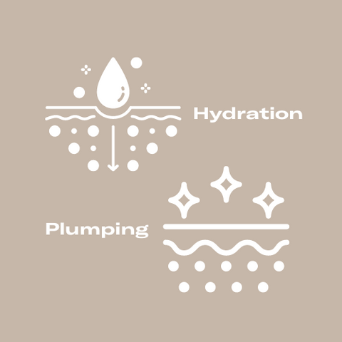 Hydration and Plumping icons on beige background