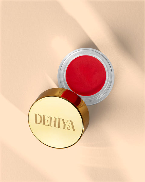 DEHIYA Lip and Cheek Pot with Gold Cap, Siren - Orange Red